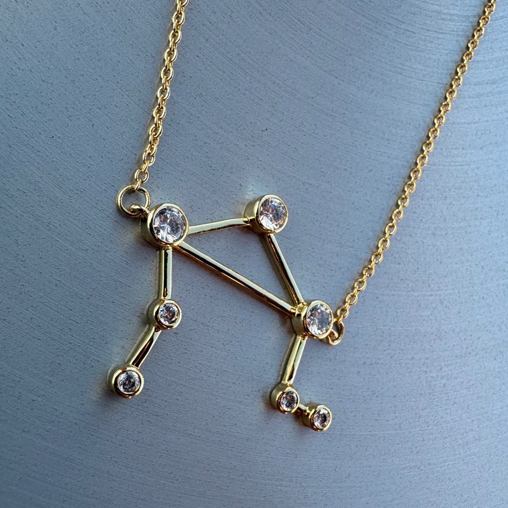Sterling Forever Libra Constellation Statement Necklace Gold Tone Zodiac